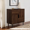 Contemporary Storage Cabinet, Geometric Design With Drawers & 2 Doors, Brown