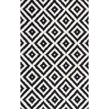 nuLOOM Hand-Tufted Geometric Tuscan Rug, Black, 3'x5'