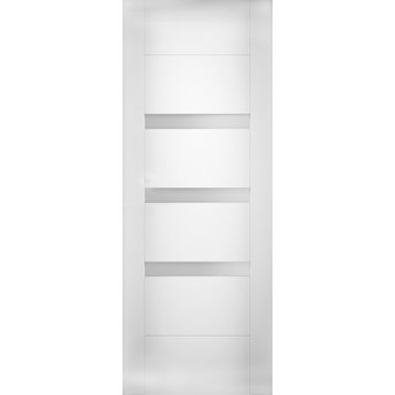 Slab Door Panel Opaque Glass / Sete 6900 White Silk / Finished Doors, 32" X 80"