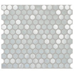 Unique Design Solutions - 11.57"x11.57" Nickels Metallix Mosaic, Set Of 4, Brushed Stainless Steel - 0.93 sq ft/sheet - Sold in sets of 4