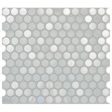 11.57"x11.57" Nickels Metallix Mosaic, Set Of 4, Brushed Stainless Steel