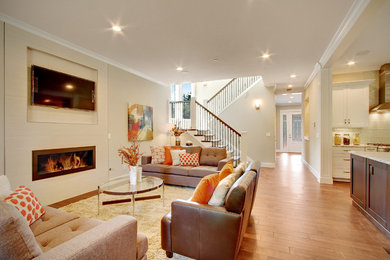 Inspiration for a transitional family room remodel in Seattle
