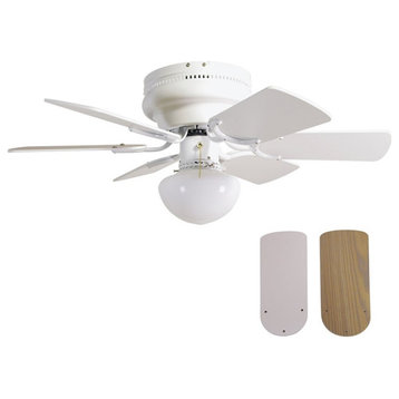 Atrium 30-Inch Stainless Steel LED Ceiling Fan in White