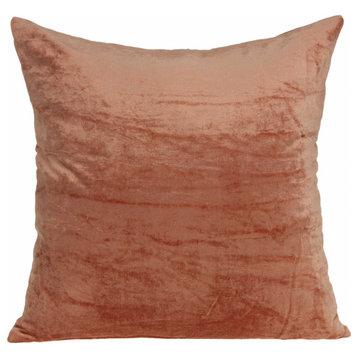 18" X 7" X 18" Transitional Orange Solid Pillow Cover With Poly Insert