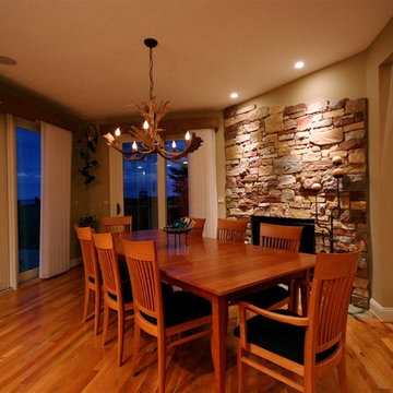 Dining room with fireplace and more views
