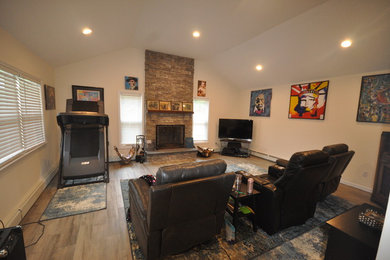 Inspiration for a modern family room remodel in New York