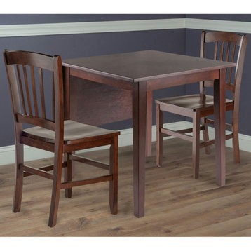 Perrone 3-Pc Drop Leaf Table with Slat Back Chairs, Walnut