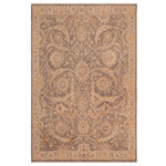 Bareens Designer Rugs - Oriental Ziegler Del Brown Tan Hand-Knotted Wool Rug - 7'10'' x 9'11'' - Enhance the ambiance of your home with this magnificent Persian-influenced Turkish hand-knotted rug made by skilled artisans capable of creating the most exceptional vegetable dyes and hand-spun wool. This exquisite handmade rug is a one-of-a-kind Peshawar Kafkaz, otherwise identified as Chobi, Chobi Peshawar, Oushak, or Ziegler rug. These handmade rugs are crafted in Pakistan utilizing superior-quality wool imported from Australia, New Zealand, and Korea in two types of weaves: the Persian weave and the Mori weave. This rug is meticulously crafted by hand using the finest natural vegetable dyes extracted from local plants. The artisans use a blend of hand-spun local and fine merino wool, resulting in a rug with a compelling texture, higher lanolin content, and longer staple. The artisans occasionally incorporate natural or artificial silk into the pile to enhance specific motifs. The finished product is an awe-inspiring execution of flawless design and an understated palette that exudes elegance.