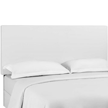 Pemberly Row Upholstered Faux Leather King California King Headboard in White