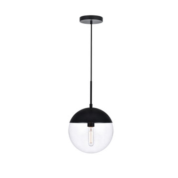 Eclipse 1-Light Pendant, Black And Clear