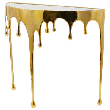 Contemporary Gold Aluminum Metal Console Table 563207