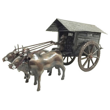 Metal Cows With Cart