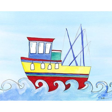 Red Trawler, Ready To Hang Canvas Kid's Wall Decor, 24 X 30