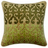 Handmade 18"x18" Applique Green Velvet Cushion Cover, Evergreen