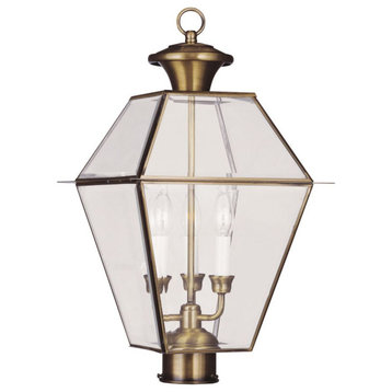 Livex WestoverOutdoor Post Lantern, Antique Brass, 22"