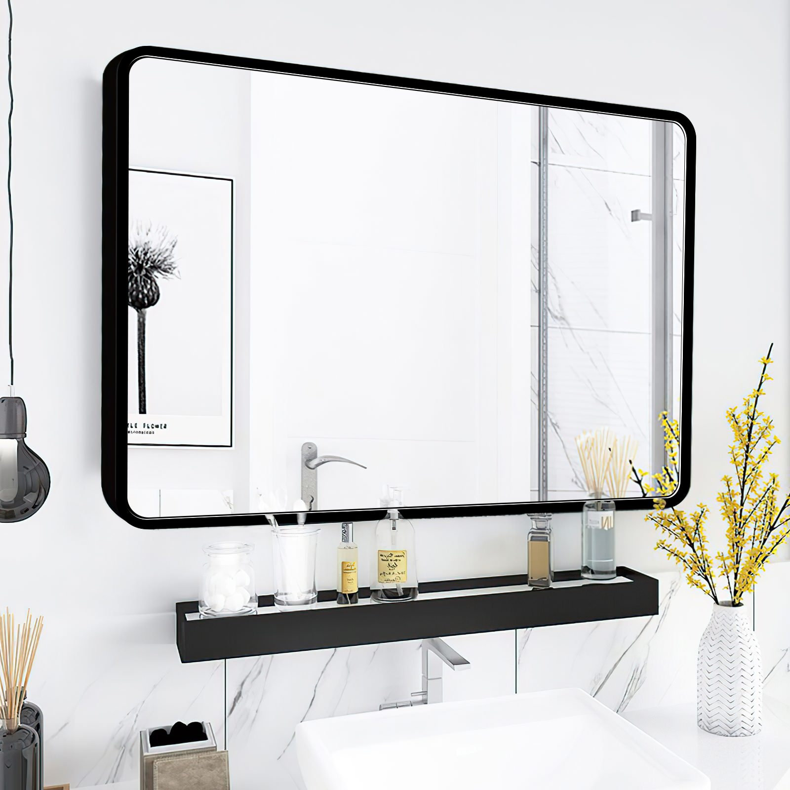 Framed Bathroom Mirror, Rectangular Mirror, Horizontal/Vertical, 30"x40 - Modern - Makeup ...