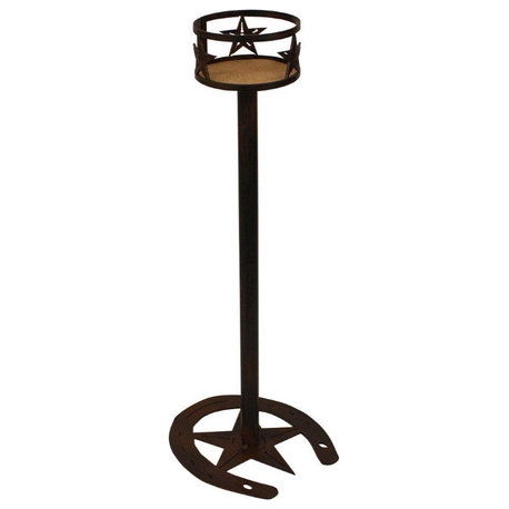 BurntSienna Iron Drink Holder With Horseshoe Star Accent