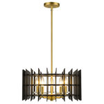 Z-Lite - Z-Lite Haake 5-Light Pendant, Satin Brass/Matte Black, 338-18MB-SBR - Beautifully contemporary with a bit of historical attitude, this satin brass and black steel five-light pendant honors a traditional motif with edgy upgrades. Suit individual ceiling heights and design needs with its height-adjustable stem that works as a flushmount fixture or a pendant.