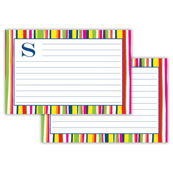 Recipe Cards Bright Stripes Single Initial, Letter V