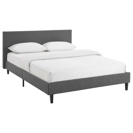 Anya Full Upholstered Fabric Bed, Gray