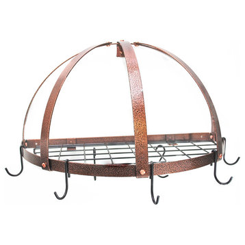 Half Dome Pot Rack With Grid, Hammered Copper and Black