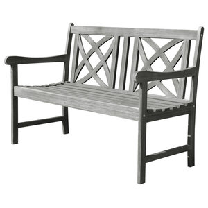 Vifah Renaissance Outdoor Bench In Natural Traditional Outdoor