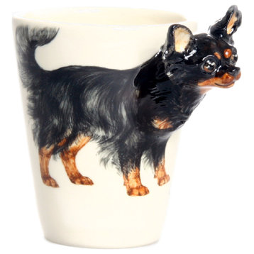 Chihuahua Long-Haired 3D Ceramic Mug, Black