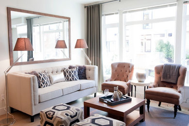 Trendy living room photo in Vancouver