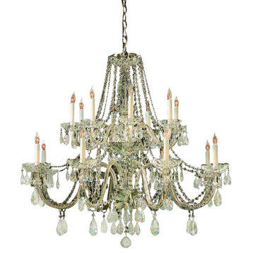 Traditional Crystal 16 Light Crystal Brass Chandelier