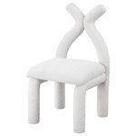 Meridian Furniture - Xena Boucle Fabric Upholstered Accent/Dining Chair, Cream - Make a bold statement in your home's decor with the striking Xena Boucle Fabric Accent/Dining Chair. The luxurious cream boucle fabric paired with the solid wood inner frame not only exudes comfort and durability but also adds a touch of sophistication to your living space. Its unique and artful design is bound to captivate the eyes of anyone who enters your home.