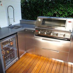 Outdoor Kitchens with Polished Concrete Benchtops & Stainless Steel Doors - Outdoor Products