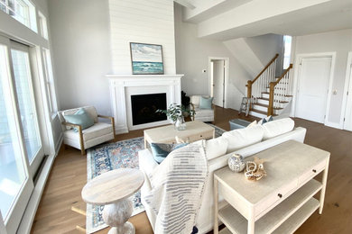 Example of a beach style living room design in New York