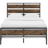 Pemberly Row Queen Metal and Wood Plank Panel Bed in Brown