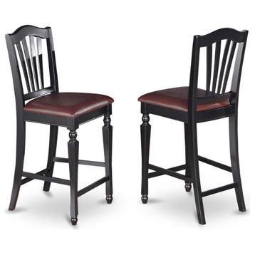 Set of 2 Chs-Blk-Lc Chelsea Stools, 24" Seat Height