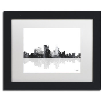 Watson 'Minneapolis Minnesota Skyline' Art, Black Frame, 11"x14", White Matte