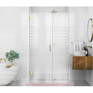78"x45" Frameless Shower Door Wall Hinge, Polished Brass