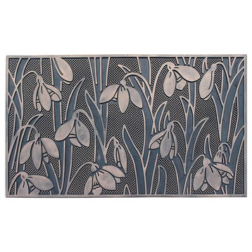 Floral Garden Rubber Pin Mat, Copper Hand Finished, Heavy Duty Doormat, 18"x30"