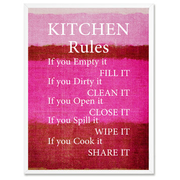 Kitchen Rules Inspirational, Canvas, Picture Frame, 13"X17"