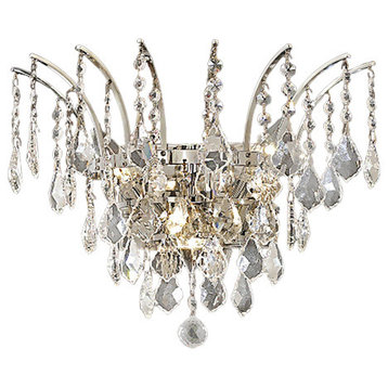 Flamingo Design 3 Light 16" Chrome Wall Sconce With Clear European Crystals