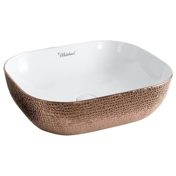 Whitehaus WH71302-F23 Ceramic Sink w/ Embossed Exterior And Smooth Interior