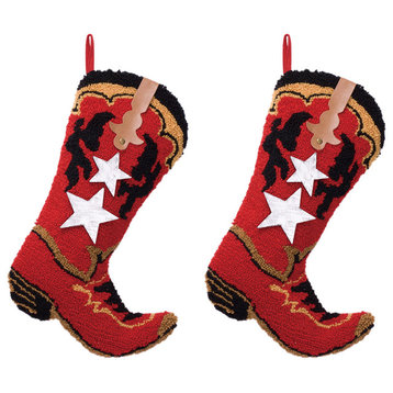 Set of 2 Hooked Stocking, Red Boot