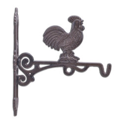 Import Wholesales - Crowing Rooster Cast Iron Plant Hanger Hook, 10.75" Deep - Planter Hardware And Accessories