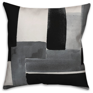 Black Abstract Design 18x18 Indoor/Outdoor Pillow