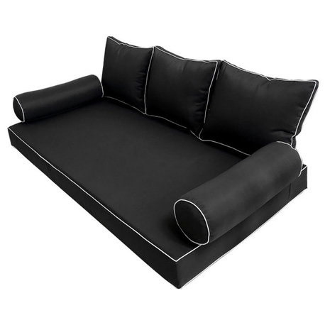 S3 Full Size 6PC ContrastPipe Daybed Mattress Cushion Bolster Complete Set AD109