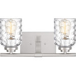 Quoizel - Quoizel CRI8602BN Two Light Bath Fixture, Brushed Nickel Finish - The Cristal features contemporary bubble cut glass set atop a sleek crossbar in classic brushed nickel. Tiered socket covers and a rectangular backplate complete the look. Bulbs Not Included, Number of Bulbs: 2, Max Wattage: 100.00, Bulb Type: E26, Power Source: Hardwired