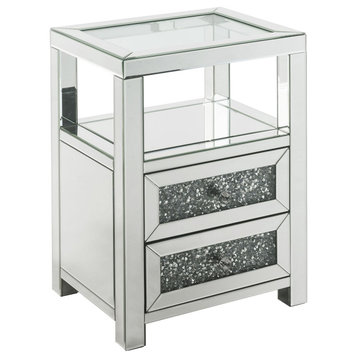 Accent Table, Clear Glass, Mirrored and Faux Diamonds