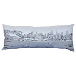 Beyond Cushions - Modern Philadelphia  Skyline outdoor cushion in Cream - Exquisitely Embroidered skyline on polyester, lumbar sized cushions with whimsical touches and rich detail will complement any modern or classic decor