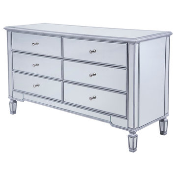 6 Drawers Cabinet 60"x20"x34", Silver Paint