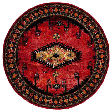 Safavieh Vintage Hamadan Vth251Q Traditional Rug, Red and Black, 6'7"x6'7" Round