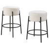 Danica Bar Stool with Upholstered Seat, (Set of 2), White Boucle, 29"